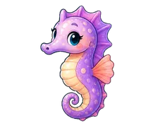 Purple seahorse with a small sparkle