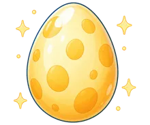 Speckled yellow egg with small sparkles